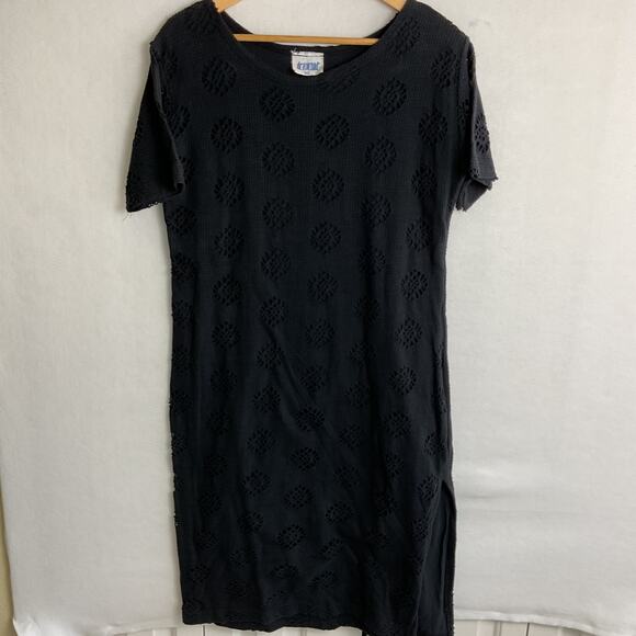 De Rotchild Plus Womens Black Open Knit Shift Dress - Picture 2 of 6